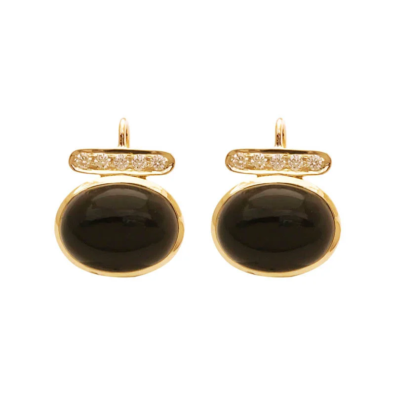 Ladies earrings sleek elegance -EARRINGS - BLACK ONYX AND DIAMOND IN 18K GOLD