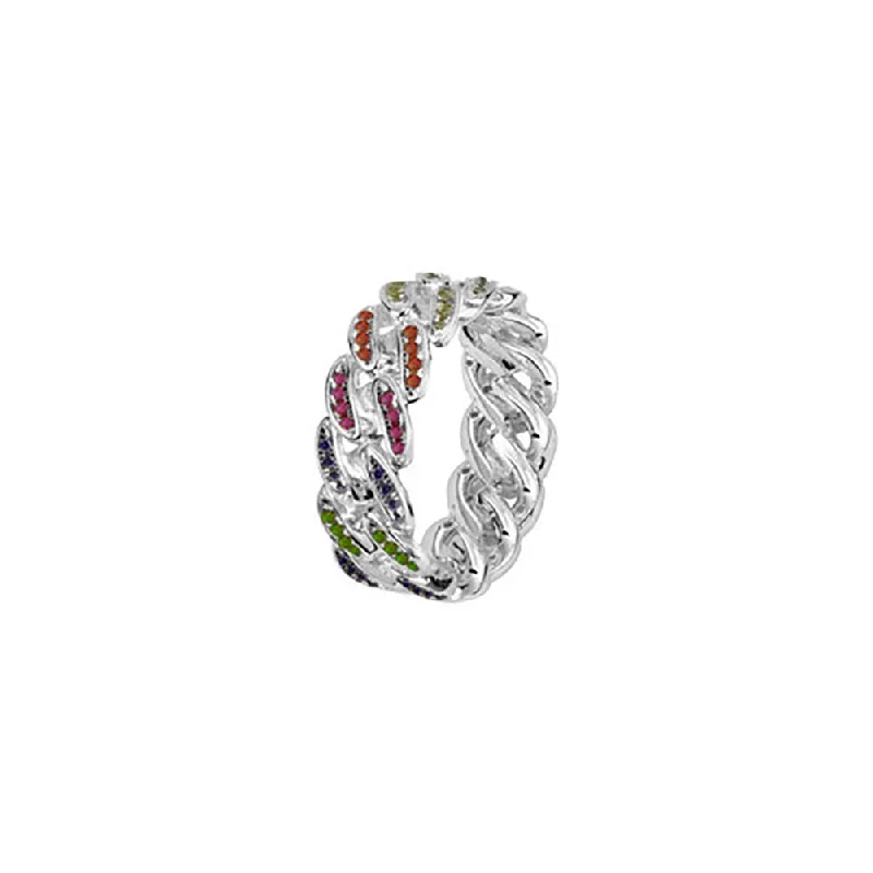 Ladies rings stylish elegance -THE RAINBOW CUBAN LINK RING