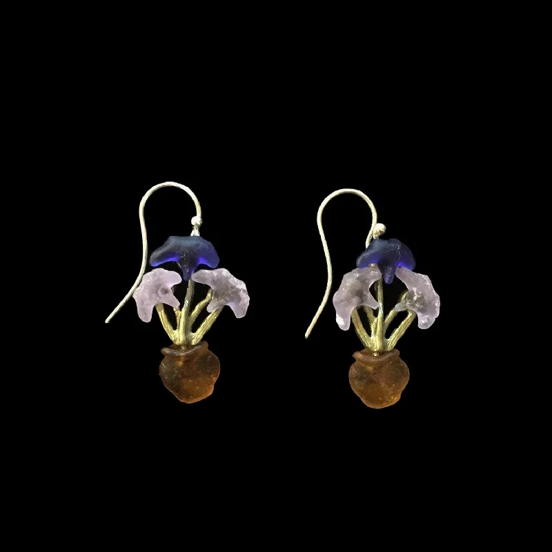 Ladies earrings with ash apatite -Van Gogh Irises Earrings - Wire