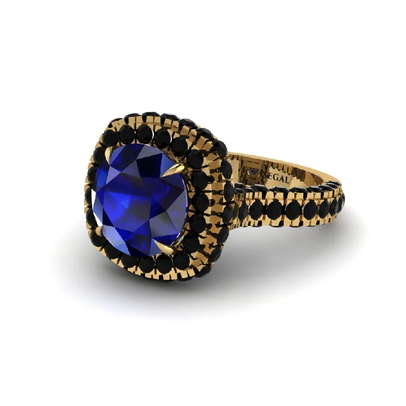 Ladies engagement rings for serene vows -Sapphire Pave Double Halo Engagement Ring - Eve No. 43