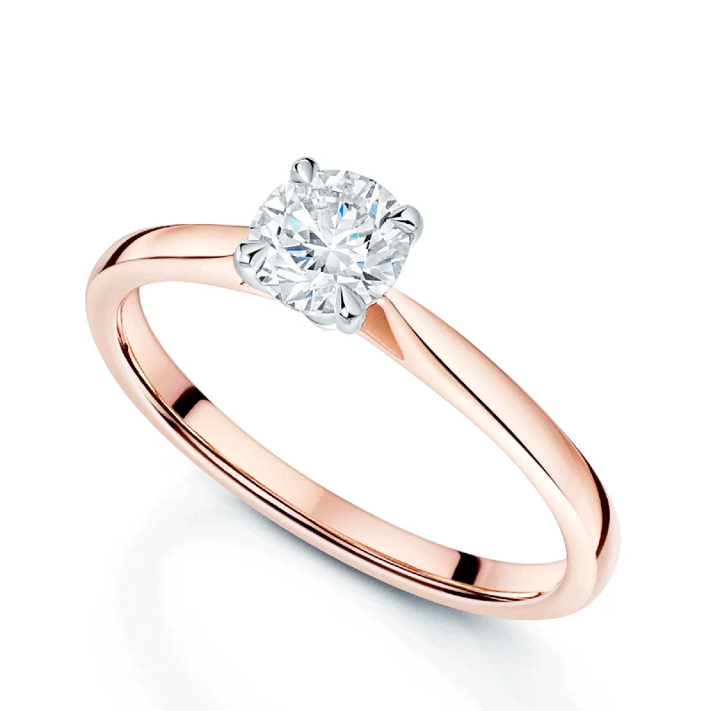 Ladies engagement rings for craft love -18ct Rose Gold Round Brilliant Cut Diamond Engagement Ring