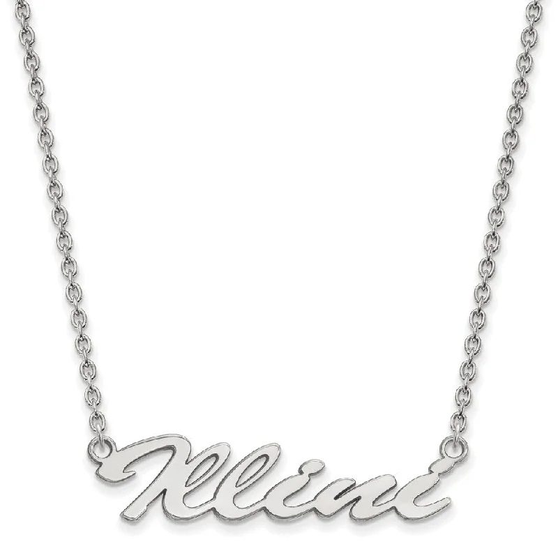 ladies-gemstone-cable-necklaces-Sterling Silver U of Illinois Medium Script Pendant Necklace