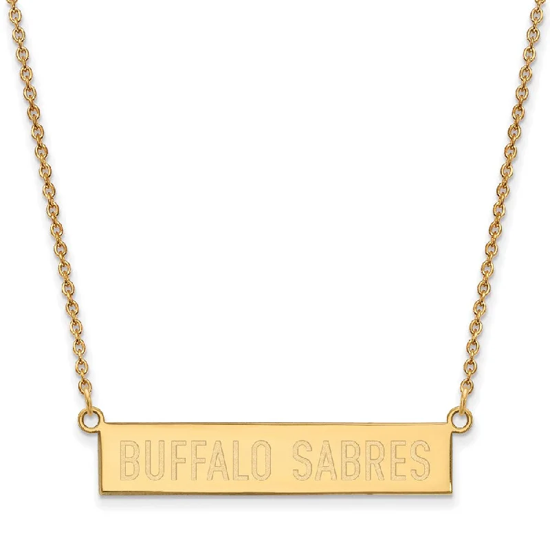 ladies-locket-box-necklaces-SS 14k Yellow Gold Plated NHL Buffalo Sabres SM Bar Necklace, 18 Inch