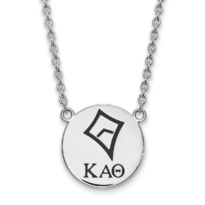 ladies-affordable-pearl-necklaces-Sterling Silver Kappa Alpha Theta Large Enamel Necklace