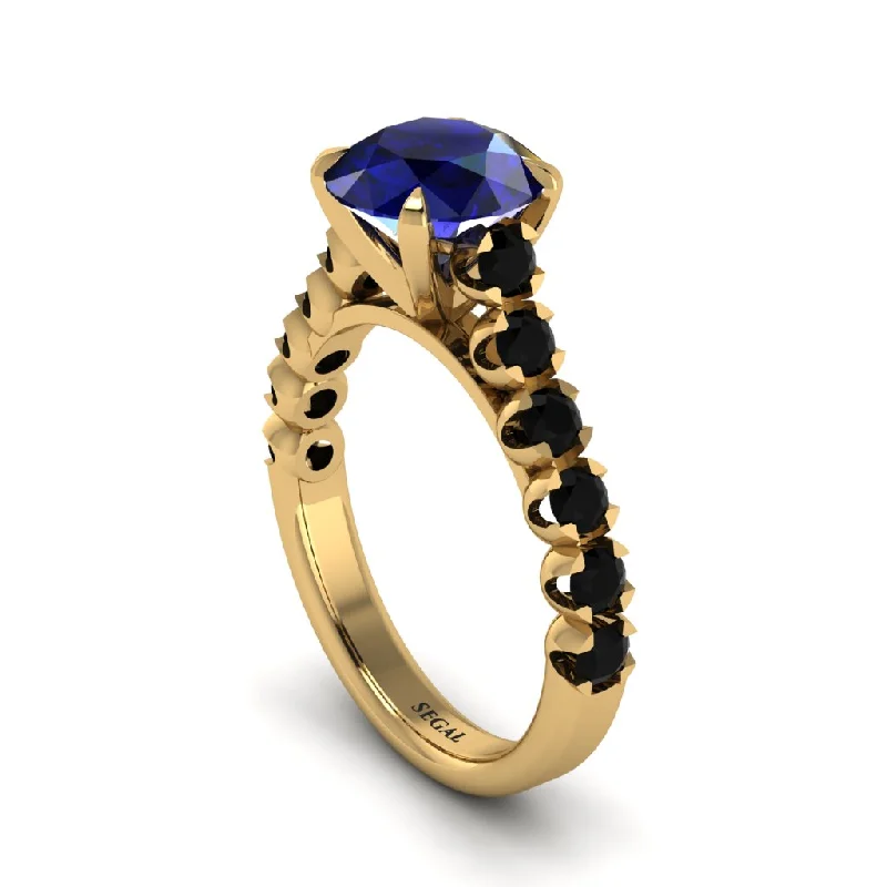 Ladies engagement rings with loop symbols -2ct Round Cut Sapphire 14K Gold Engagement Ring - Christina No. 43