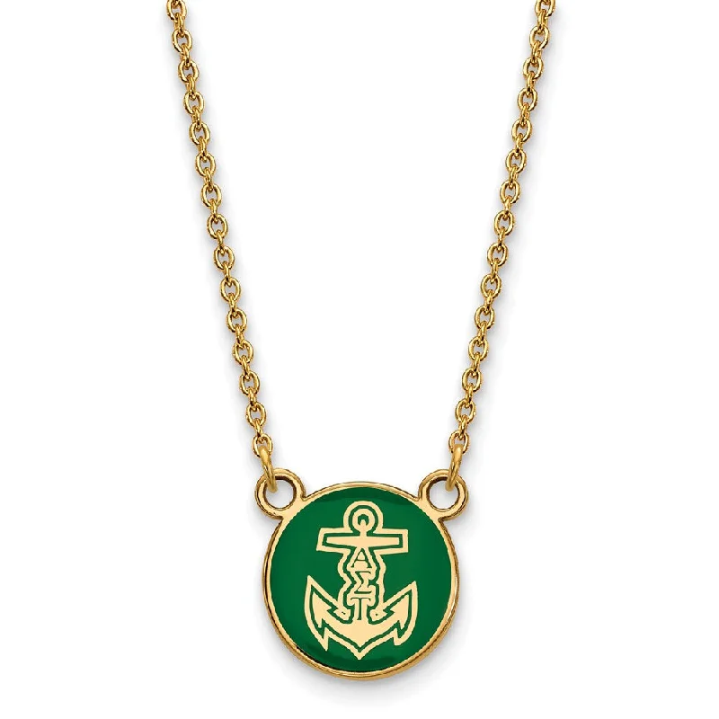 ladies-bridal-cable-necklaces-14K Plated Silver Alpha Sigma Tau Small Enamel Logo Necklace