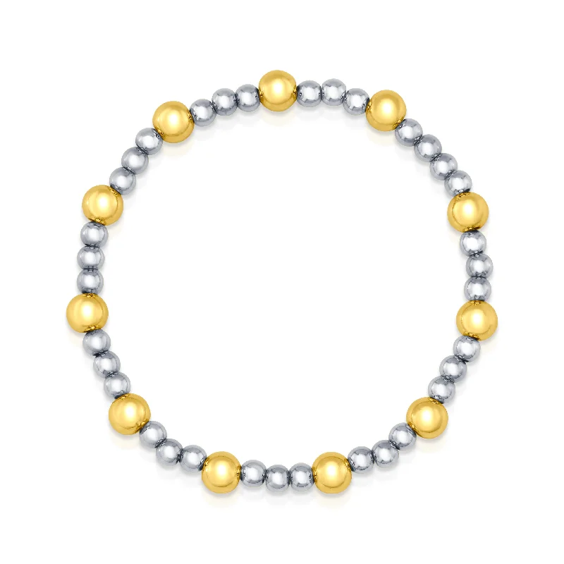 ladies-custom-silver-bracelets-GOLD STATION BALL BRACELET