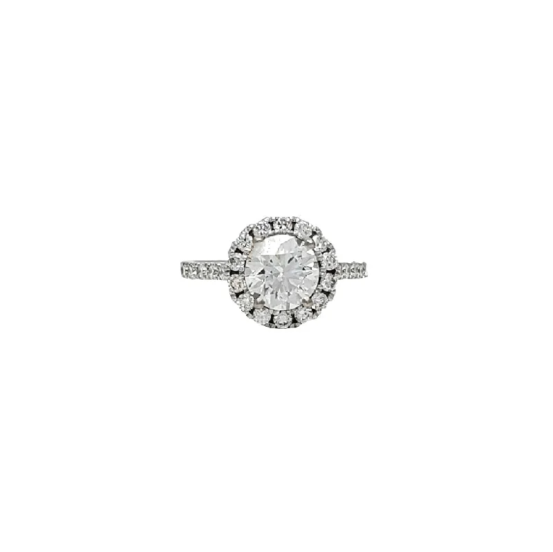 Ladies engagement rings for timeless vows -Round Diamond Halo Engagement Ring (14K)