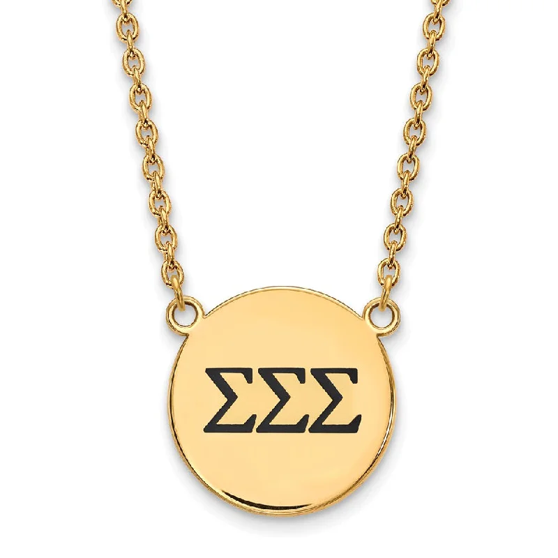 ladies-artisan-pearl-necklaces-14K Plated Silver Sigma Sigma Sigma Lg Enamel Greek Letters Necklace