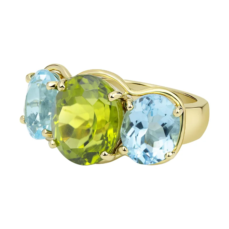 Ladies rings stylish charm -Ring - Peridot And Blue Topaz (2330F)