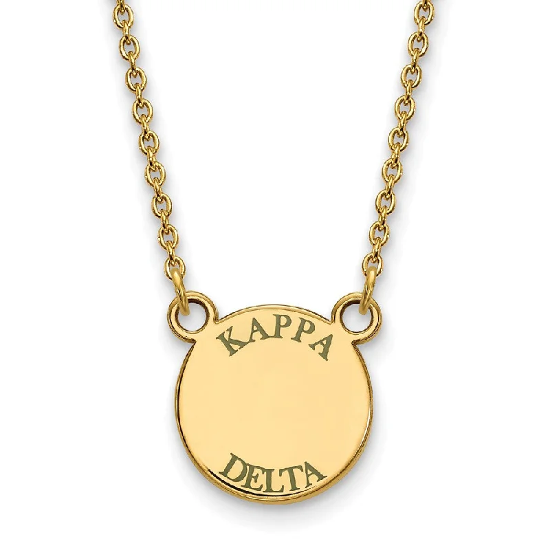 ladies-modern-pearl-necklaces-14K Plated Silver Kappa Delta Small Enamel Greek Letters Necklace