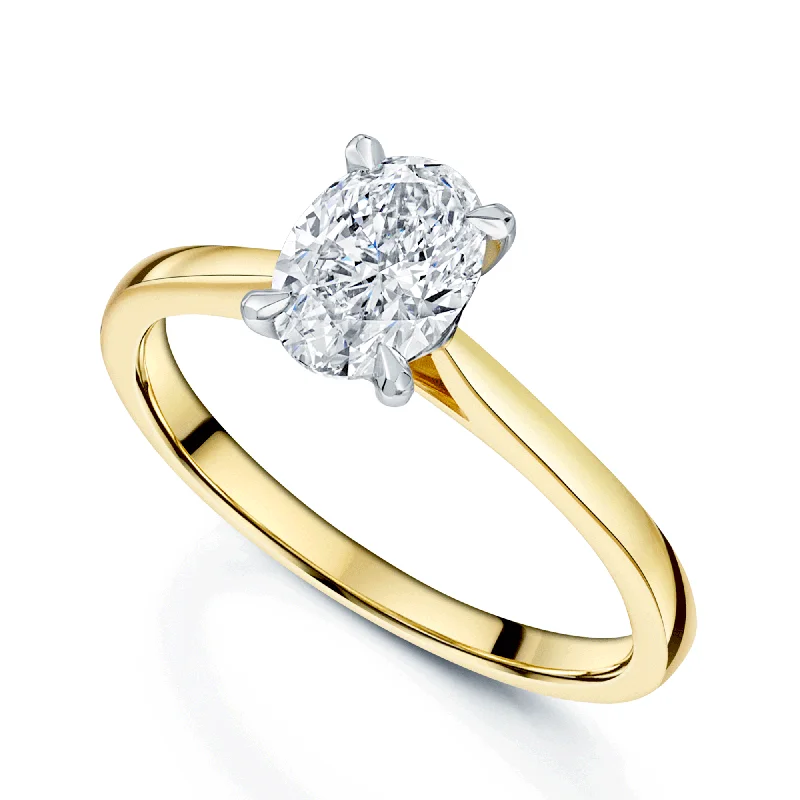 Ladies engagement rings for digital love -18ct Yellow Gold  GIA Certificated Oval Cut Diamond Engagement Ring