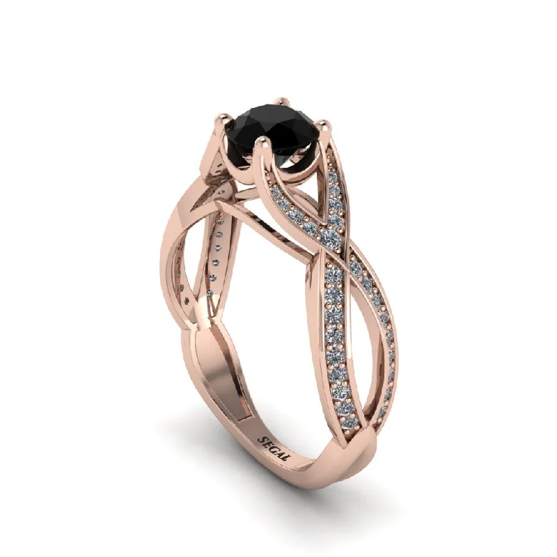 Ladies engagement rings 22k gold elegance -Black Diamond Eternal Twist Engagement Ring - Maisie No. 8