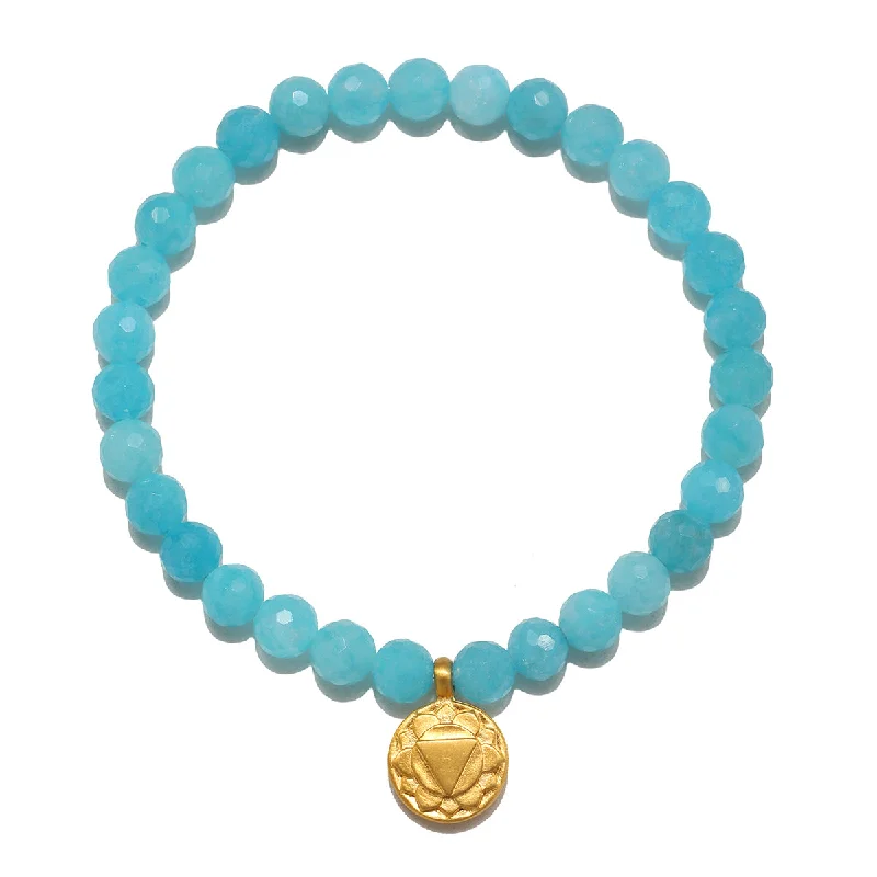 ladies-handmade-pearl-bracelets-Throat Chakra Amazonite Stretch Bracelet