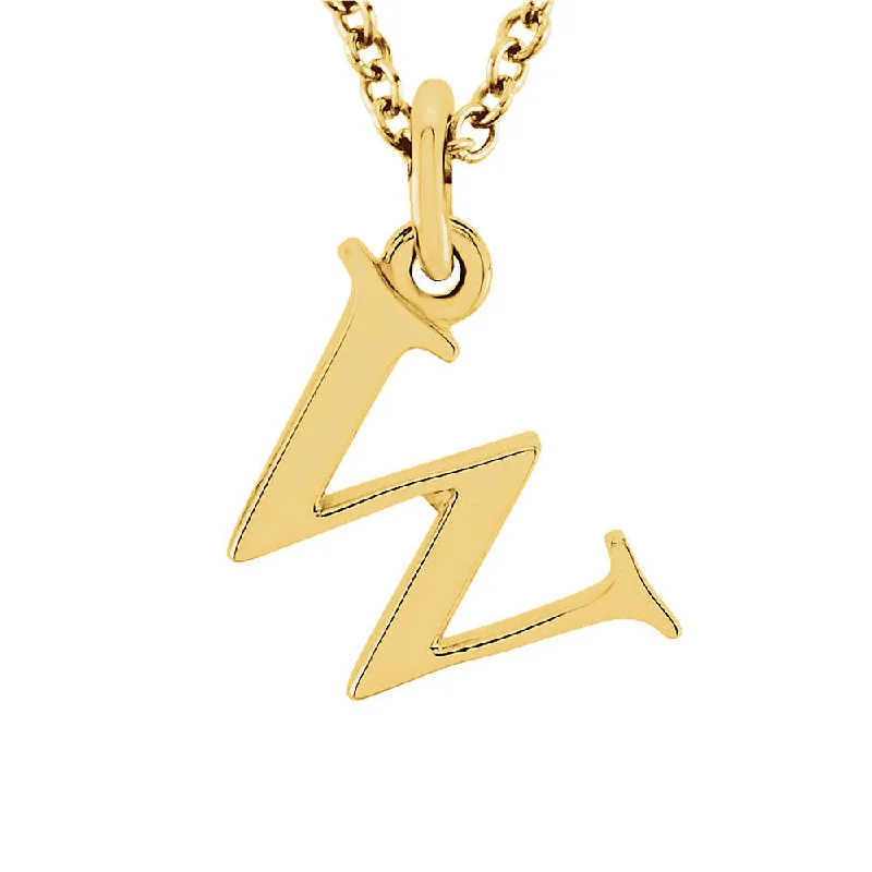 ladies-flower-woven-necklaces-The Abbey Lower Case Initial 'w' Necklace in 14k Yellow Gold, 16 Inch