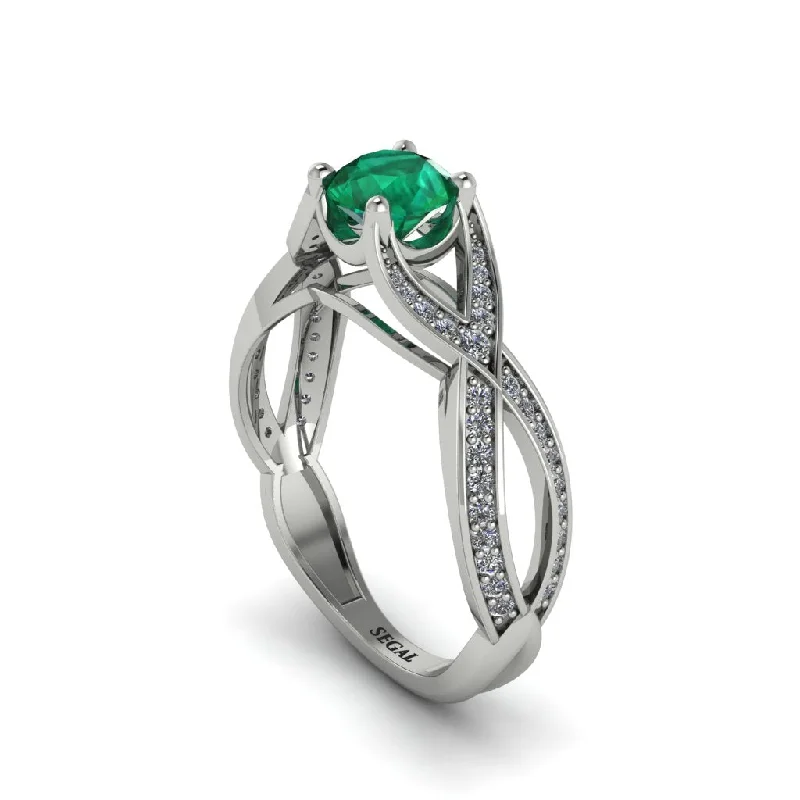 Ladies engagement rings for serene vows -Emerald Eternal Twist Engagement Ring - Maisie No. 6