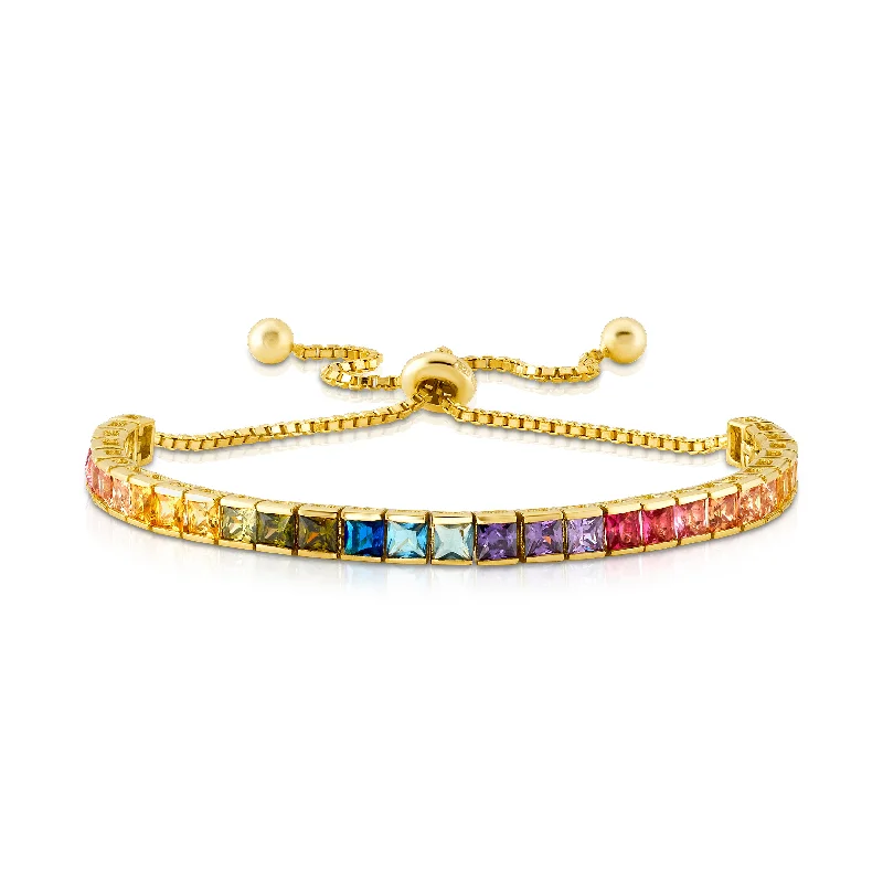 ladies-cross-gold-bracelets-RAINBOW CHANNEL SET PULL BRACELET, GOLD