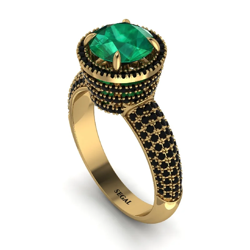 Ladies engagement rings with tide diamonds -Emerald Cluster Halo Engagement Ring - Katie No. 34