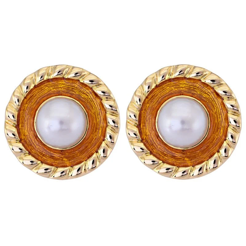 Ladies earrings for trendy looks -Earrings- South Sea Pearl (Enamel)  (2171A)