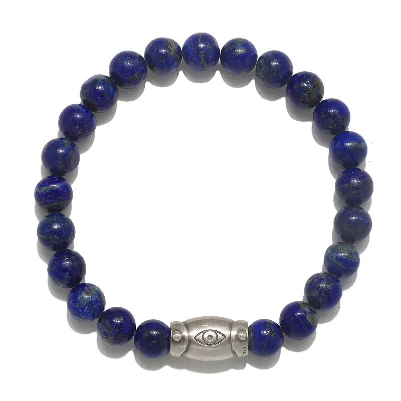 ladies-vintage-silver-bracelets-Men's Eye Lapis Gemstone Bracelet