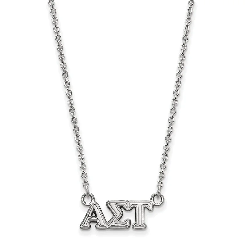 ladies-ethnic-gold-necklaces-Sterling Silver Alpha Sigma Tau XS (Tiny) Greek Letters Necklace