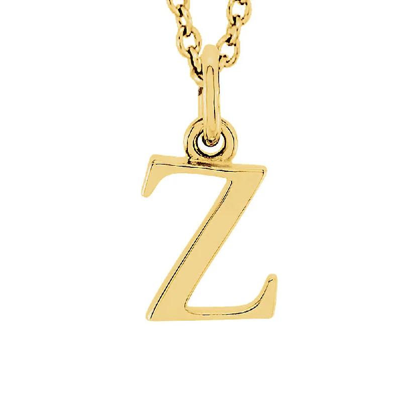 ladies-heart-rope-necklaces-The Abbey Lower Case Initial 'z' Necklace in 14k Yellow Gold, 16 Inch