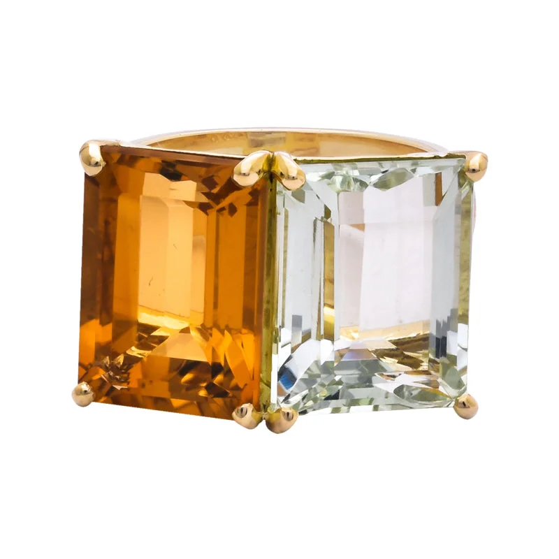 Ladies rings for holiday cheer -Repair - Ring - Citrine, Green Quartz and Diamond (2202B)