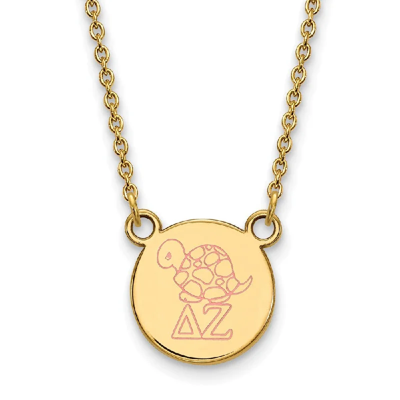 ladies-silver-box-necklaces-14K Plated Silver Delta Zeta Small Enamel Necklace