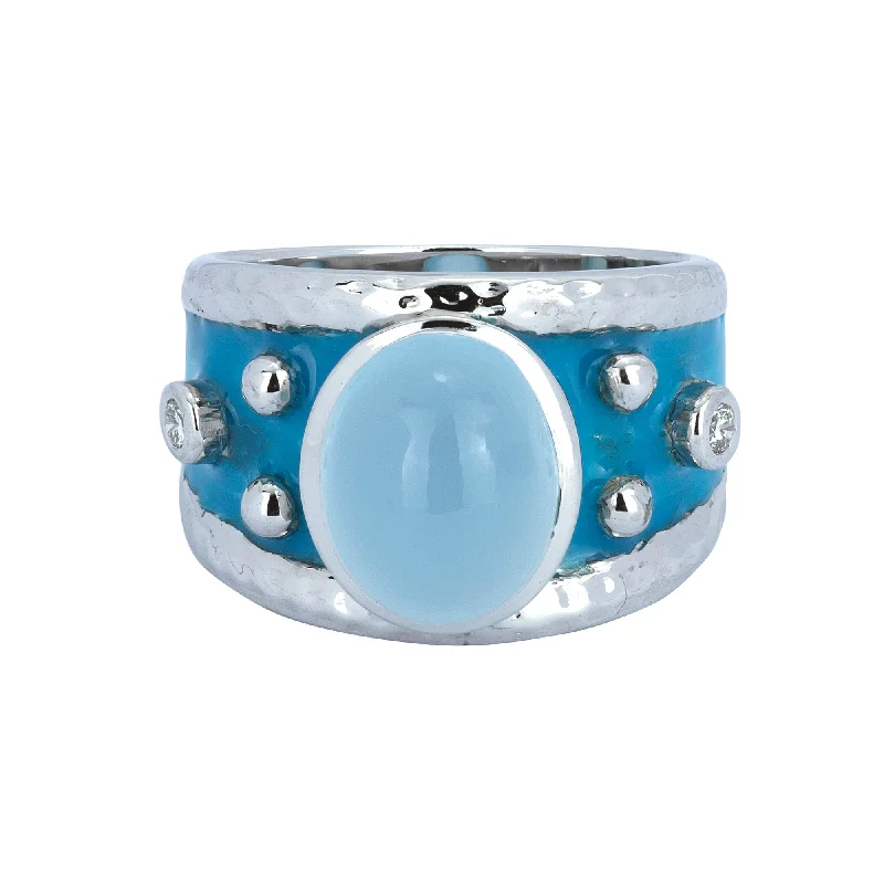 Ladies rings for lifelong bonds -Ring - Chalcedony And Diamond (enamel)