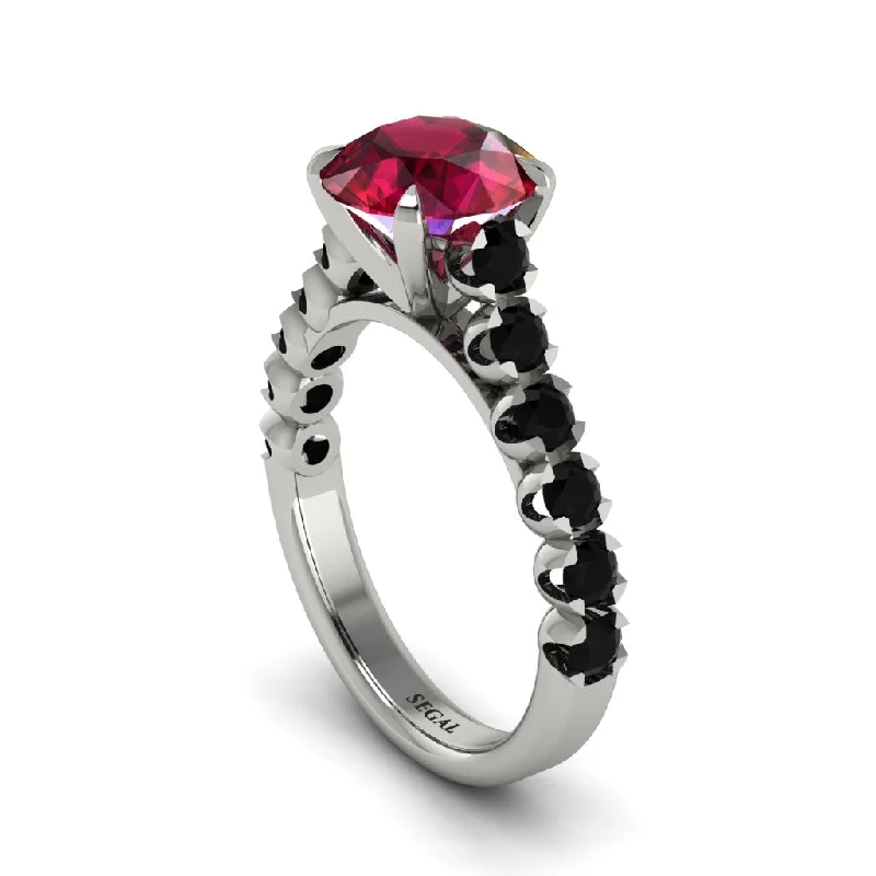 Ladies engagement rings quiet brilliance -2ct Round Cut Ruby 14K Gold Engagement Ring - Christina No. 42