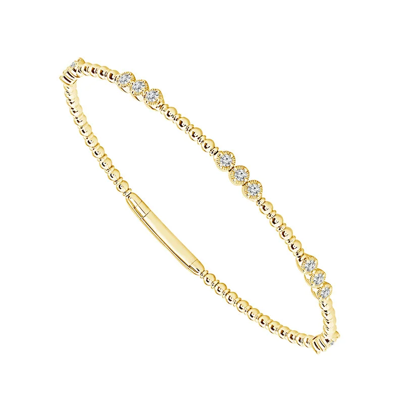 ladies-everyday-pearl-bracelets-14 Karat Yellow Gold 1/2 Ctw Flexible Diamond Bangle Bracelet