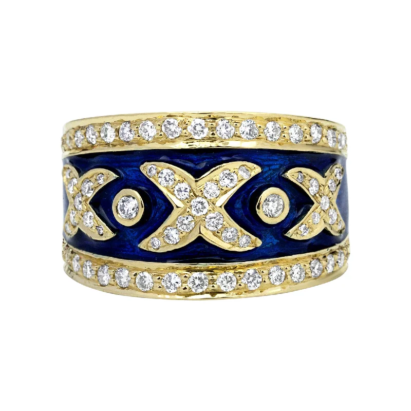 Ladies rings with tide motifs -Ring - Diamond (enamel) (2322A)