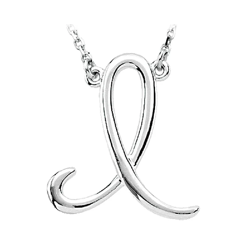 ladies-affordable-diamond-necklaces-14k White Gold, Olivia Collection, Medium Script Initial I Necklace