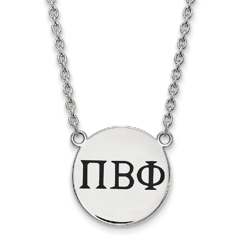 ladies-artisan-gold-necklaces-Sterling Silver Pi Beta Phi Large Enamel Greek Letters Necklace