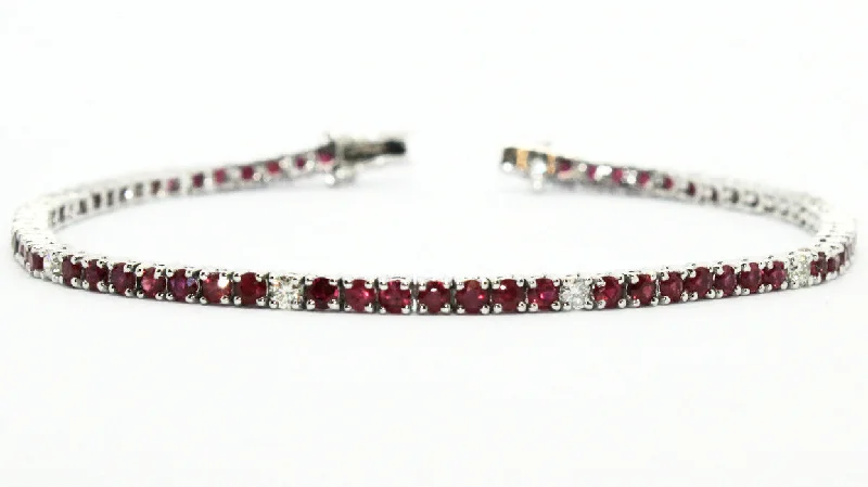 ladies-everyday-rose-gold-bracelets-Ruby And Diamond Space Bracelet Ad No.0653