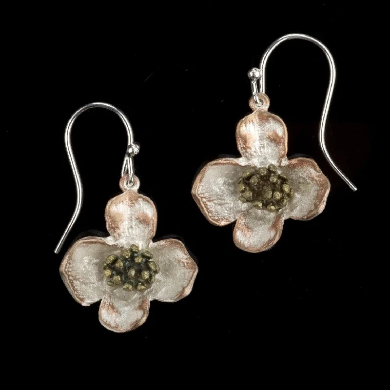 Ladies earrings with grace studs -Dogwood Earrings - Wire Drop