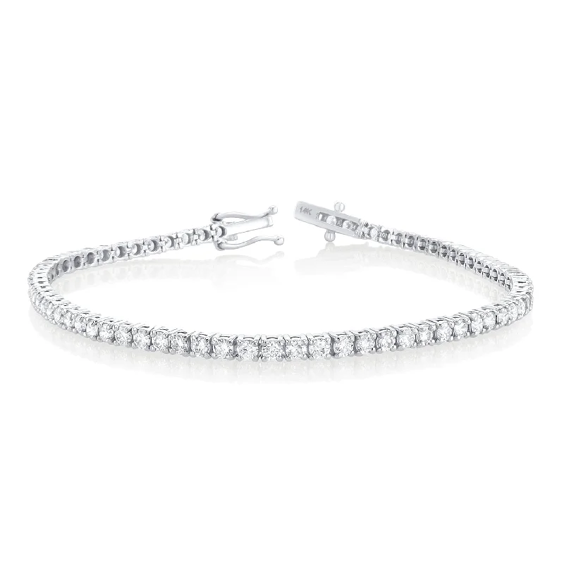 ladies-modern-twist-bracelets-3.00 Carat Round Lab Grown Diamond Tennis Bracelet set in 14K White Gold