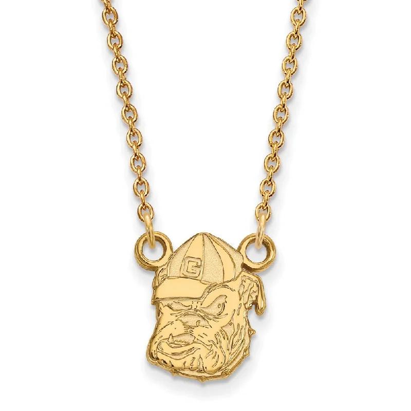 ladies-star-link-necklaces-14k Gold Plated Silver U of Georgia Sm Bulldog Pendant Necklace