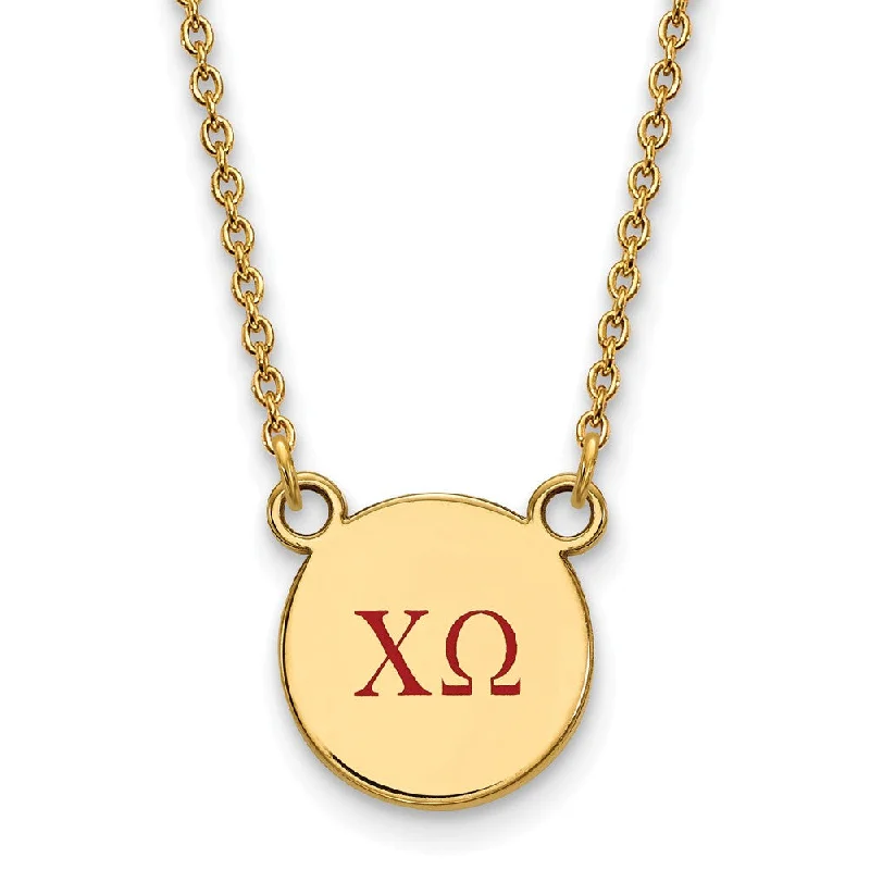 ladies-silver-star-necklaces-14K Plated Silver Chi Omega Small Red Enamel Greek Letters Necklace