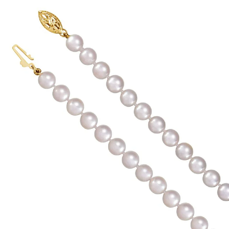 ladies-heart-cable-necklaces-6-6.5mm Akoya Cultured White Pearl & 14k Yellow Gold Necklace (AA)