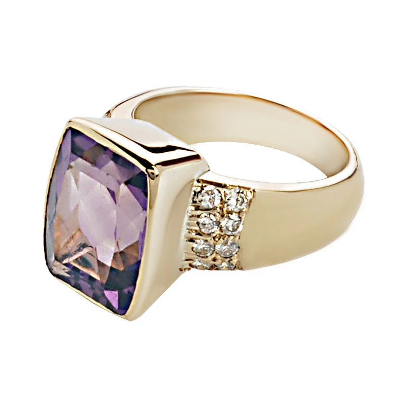 Ladies rings cultural charm -Ring- Amethyst And Diamond (1395E)