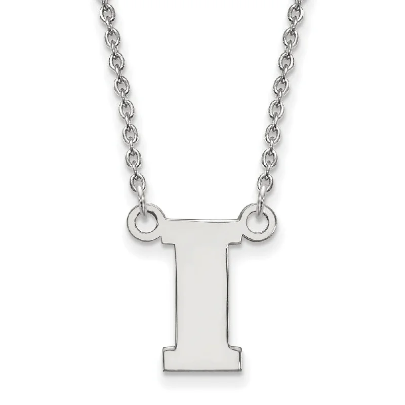 ladies-pearl-gold-necklaces-14k White Gold U of Iowa Small Initial I Pendant Necklace