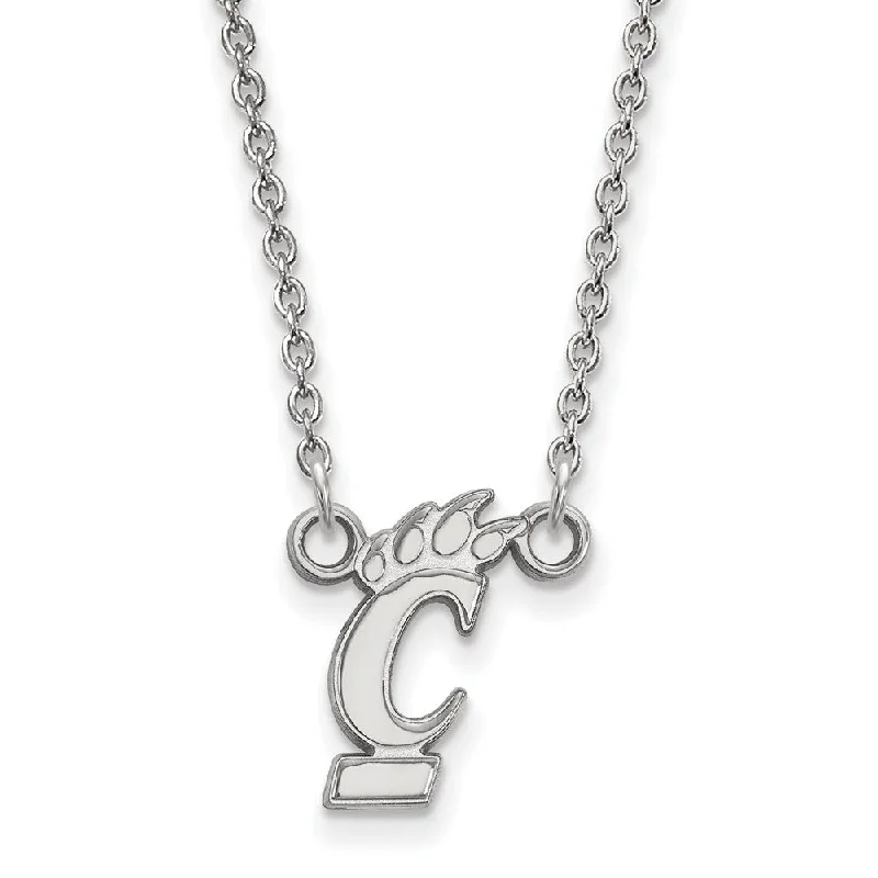 ladies-rustic-gold-necklaces-10k White Gold U of Cincinnati Small Pendant Necklace