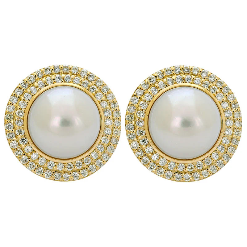 Ladies earrings artsy elegance -Earrings- South Sea Pearl and Diamond