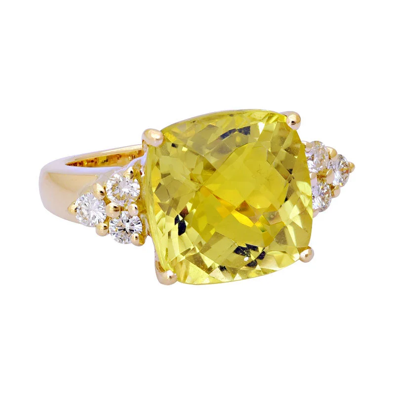 Ladies rings sleek modernity -Ring-Lemon Quartz and Diamond