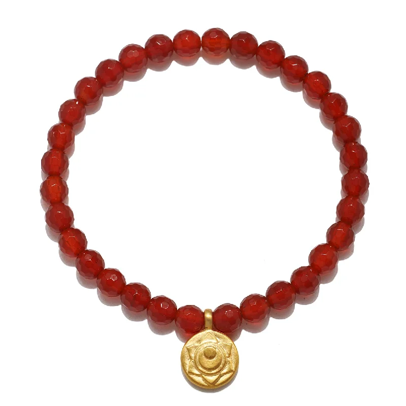 ladies-silver-gold-bracelets-Sacral Chakra Carnelian Stretch Bracelet