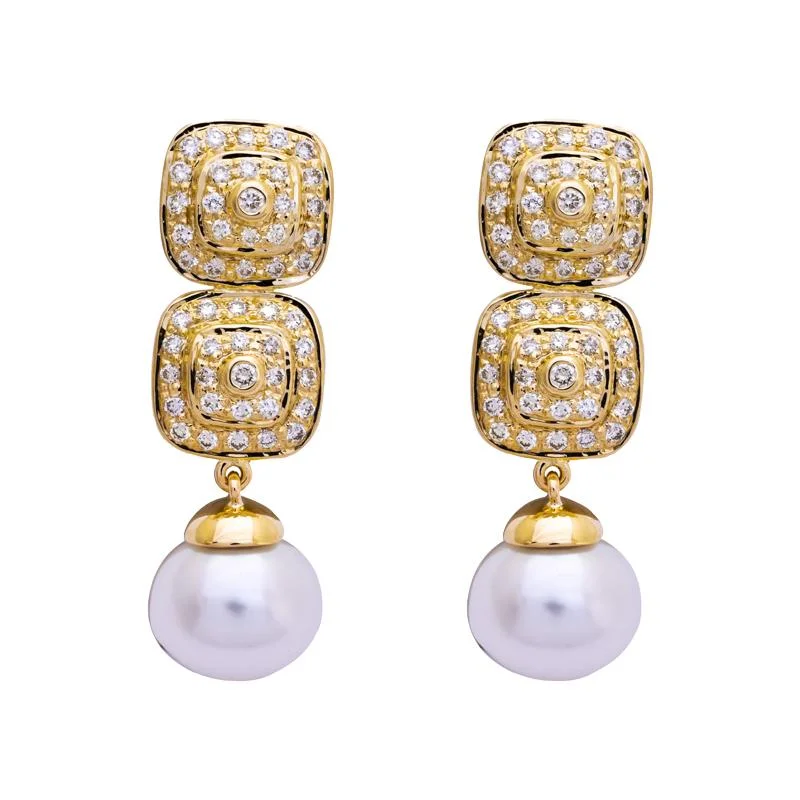 Ladies earrings with rose opal -Earrings- South Sea Pearl and Diamond  (2203E)