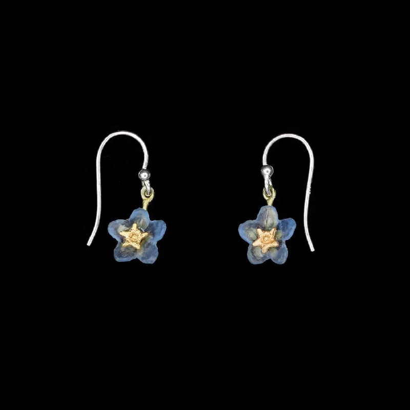 Ladies earrings with tulip studs -Forget Me Not Earrings - Single Flower Wire