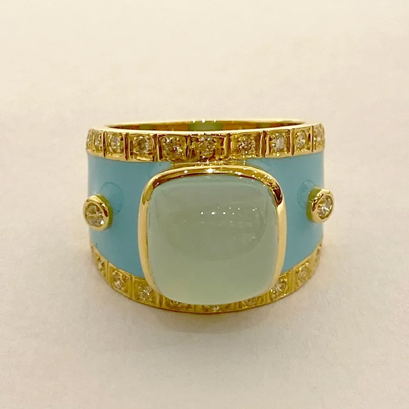 Ladies rings with yacht designs -Ring - Chalcedony and Diamond in 18K gold