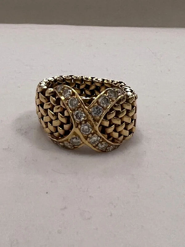 Ladies rings chiseled charm -Repair - Ring - Diamond in 18K Gold